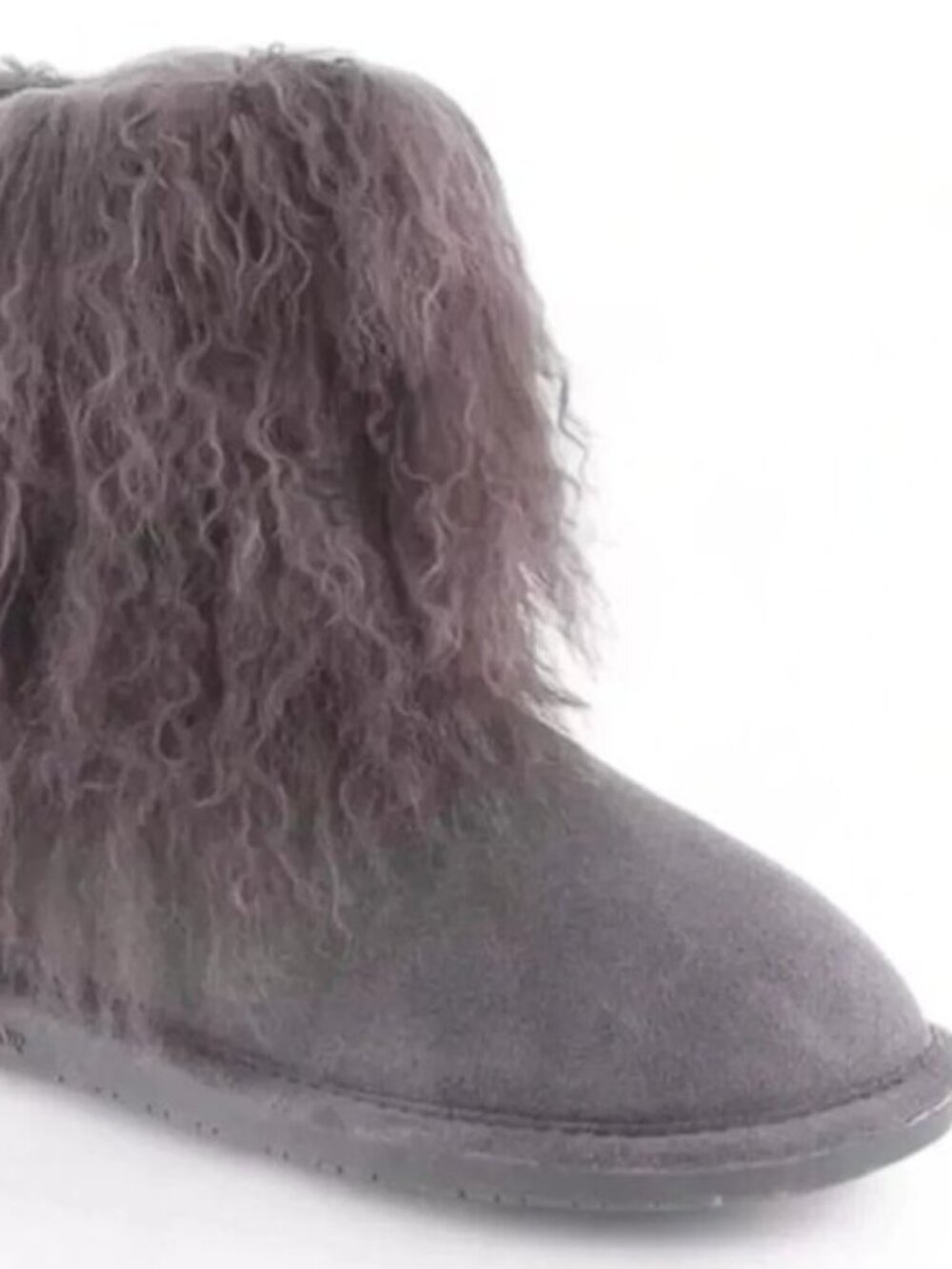 Bearpaw Boo Gray Shearling Wool Curly Lamb Fur Boho Sherpa Boots Women's 6 NEW - Picture 3 of 8
